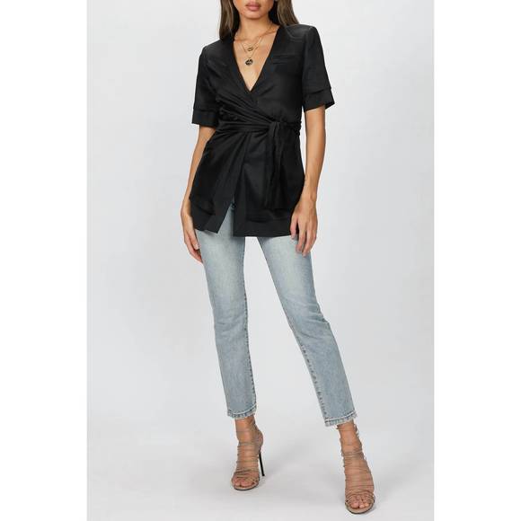 NEW GOEN.J inside-out wrap blazer in black - Picture 3 of 5